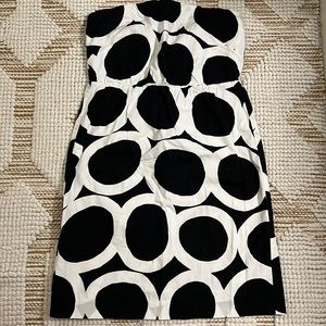 J Crew Black White Ring Circle Dress Covered Buttons Cotton 4
